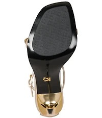 Donna Karan Pryce Patent Ankle Wrap Dress Sandals