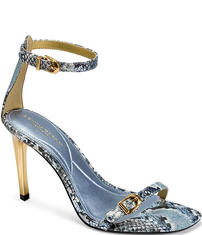 Donna Karan Pryce Snake Print Ankle Wrap Dress Sandals