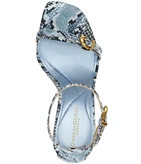 Donna Karan Pryce Snake Print Ankle Wrap Dress Sandals
