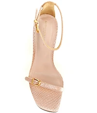 Donna Karan Pryce Snake Print Patent Ankle Strap Dress Sandals