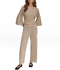 Donna Karan Pull-On Wide Leg Knit Pants
