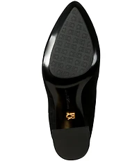 Donna Karan Raine Suede Turnlock Hardware Block Heel Booties