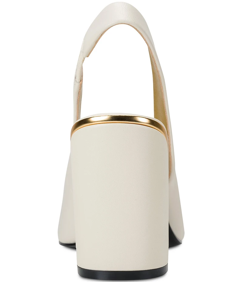 Donna Karan Rebecca Leather Ornament Slingback Block Heel Pumps