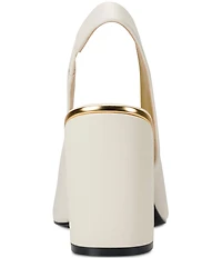 Donna Karan Rebecca Leather Ornament Slingback Block Heel Pumps