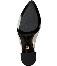 Donna Karan Rebecca Leather Ornament Slingback Block Heel Pumps