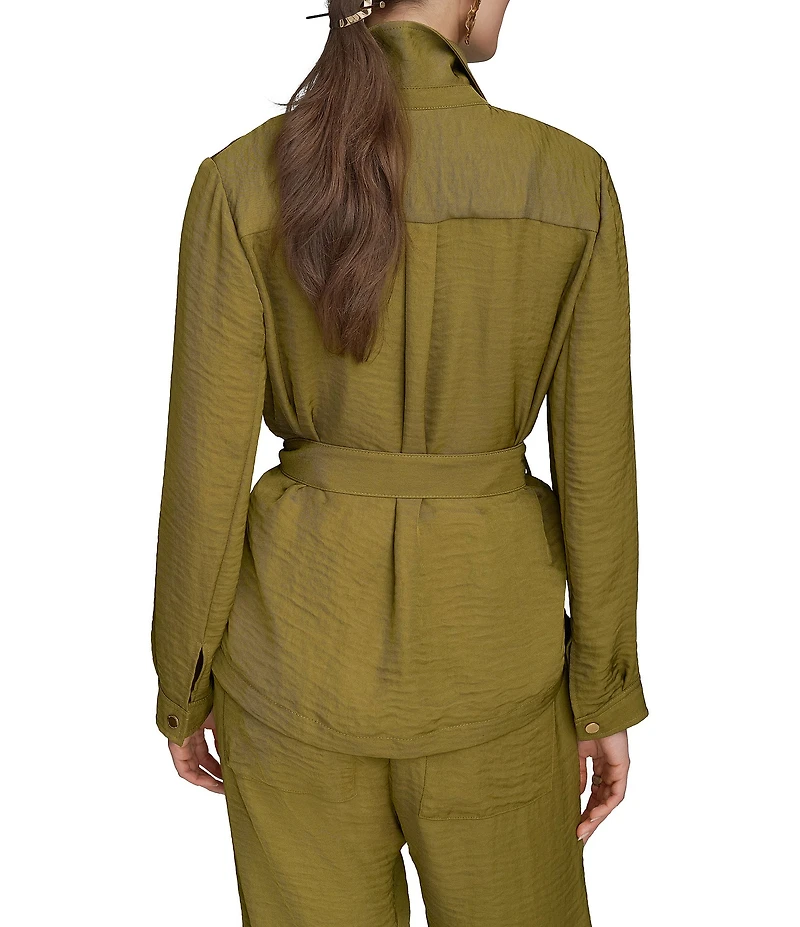 Donna Karan Ripple Twill Belted Utility Jacket