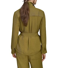 Donna Karan Ripple Twill Belted Utility Jacket