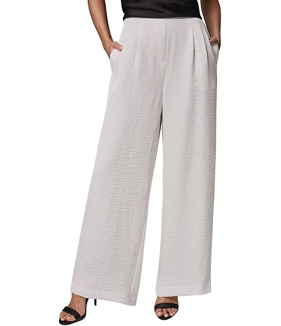 Donna Karan Ripple Twill High Rise Wide Leg Pull-On Pants