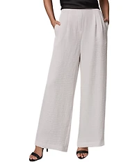 Donna Karan Ripple Twill High Rise Wide Leg Pull-On Pants