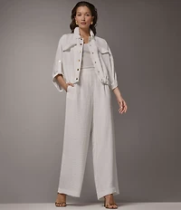 Donna Karan Ripple Twill High Rise Wide Leg Pull-On Pants