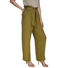 Donna Karan Ripple Twill Wide Leg Paper Bag Waist Pants