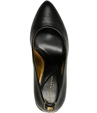 Donna Karan Romina Leather Block Heel Pumps