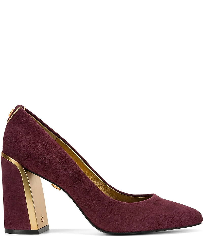 Donna Karan Romina Suede Block Heel Pumps