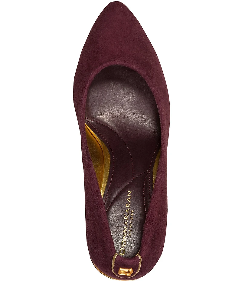 Donna Karan Romina Suede Block Heel Pumps