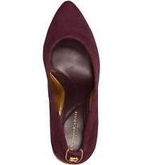 Donna Karan Romina Suede Block Heel Pumps