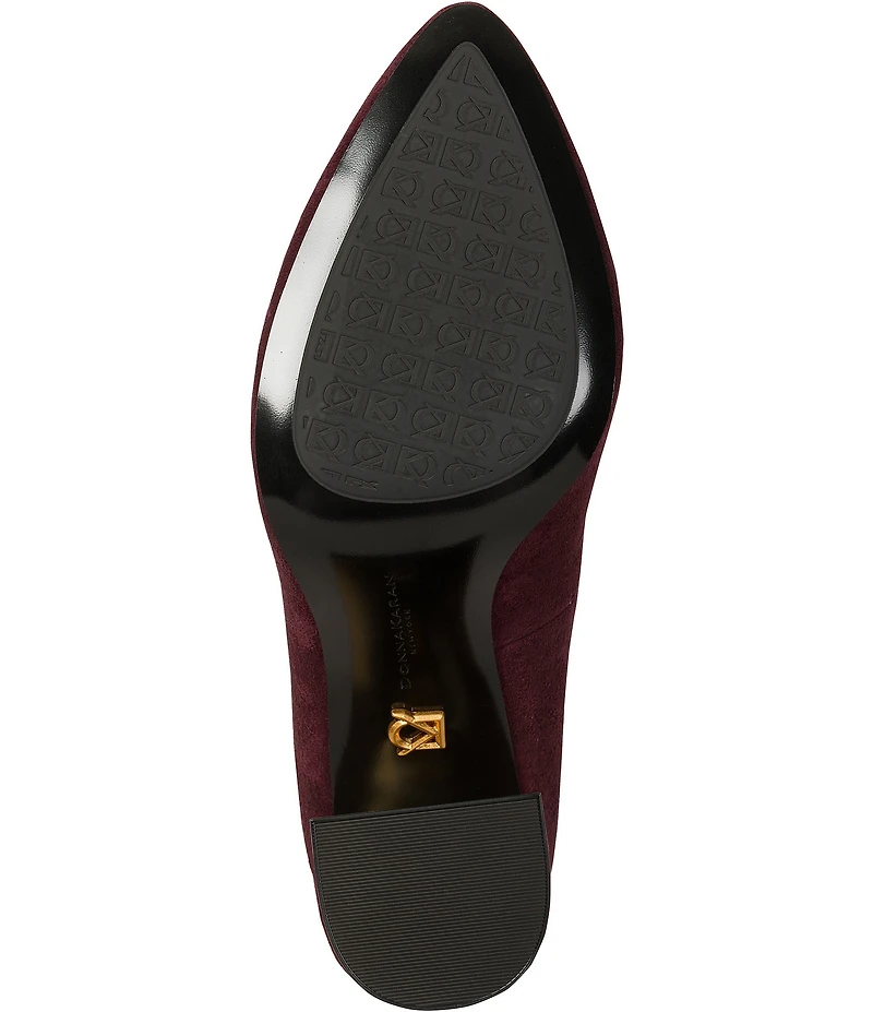 Donna Karan Romina Suede Block Heel Pumps
