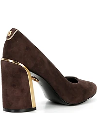 Donna Karan Romina Suede Block Heel Pumps