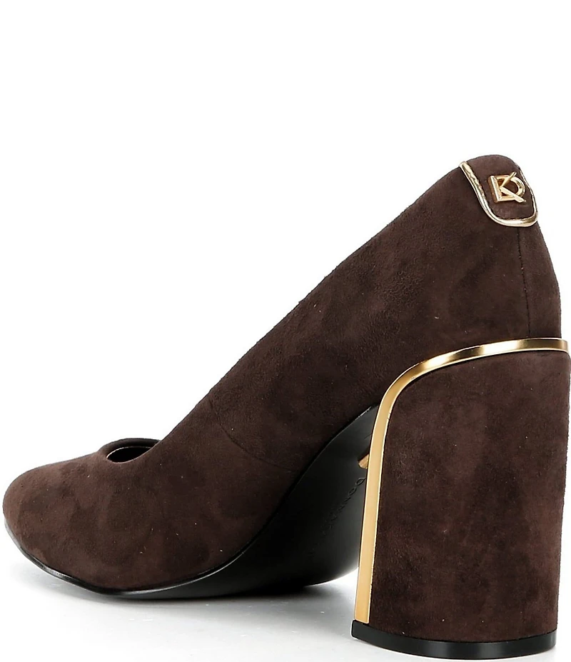 Donna Karan Romina Suede Block Heel Pumps
