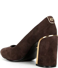 Donna Karan Romina Suede Block Heel Pumps