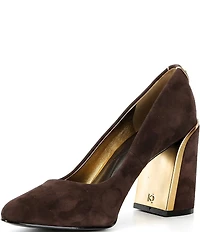 Donna Karan Romina Suede Block Heel Pumps