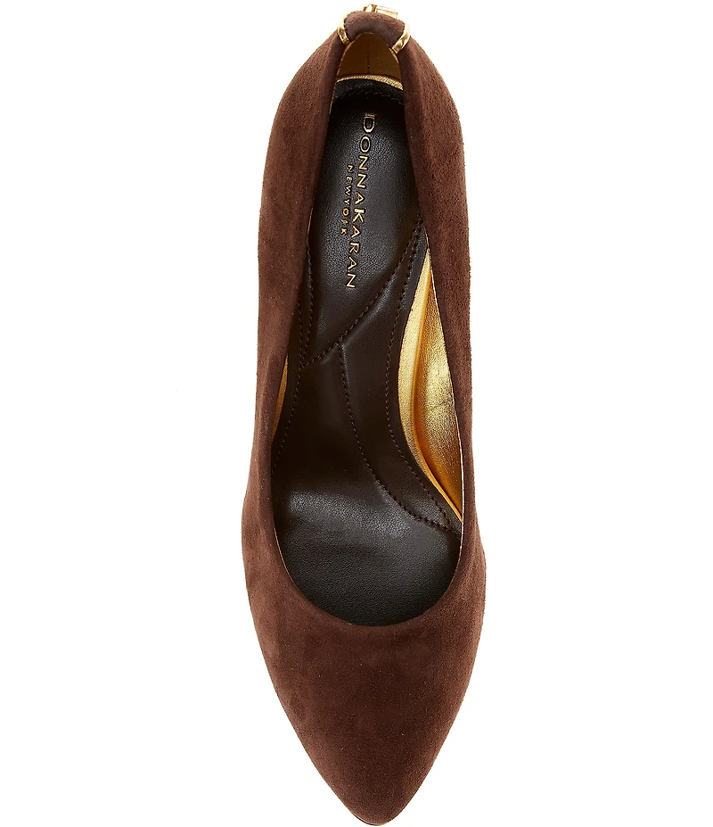 Donna Karan Romina Suede Block Heel Pumps