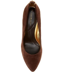 Donna Karan Romina Suede Block Heel Pumps