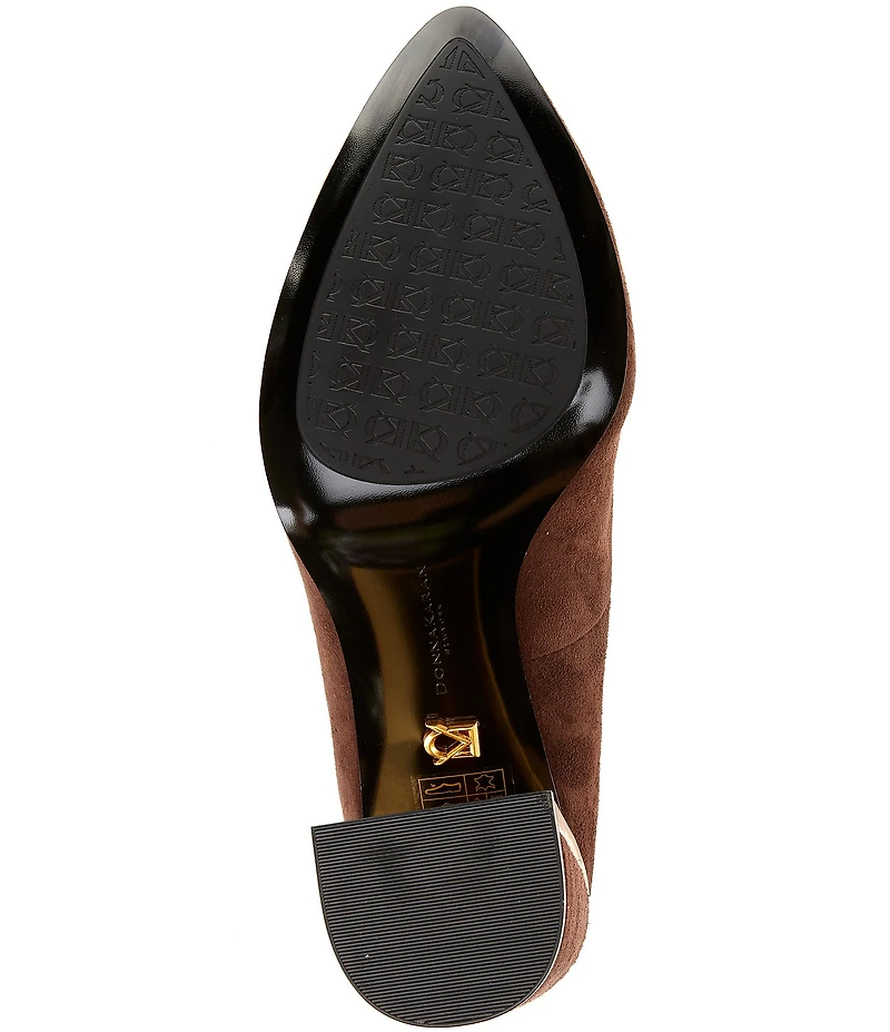 Donna Karan Romina Suede Block Heel Pumps