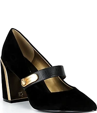 Donna Karan Rosey Suede Mary Jane Turn Lock Pumps