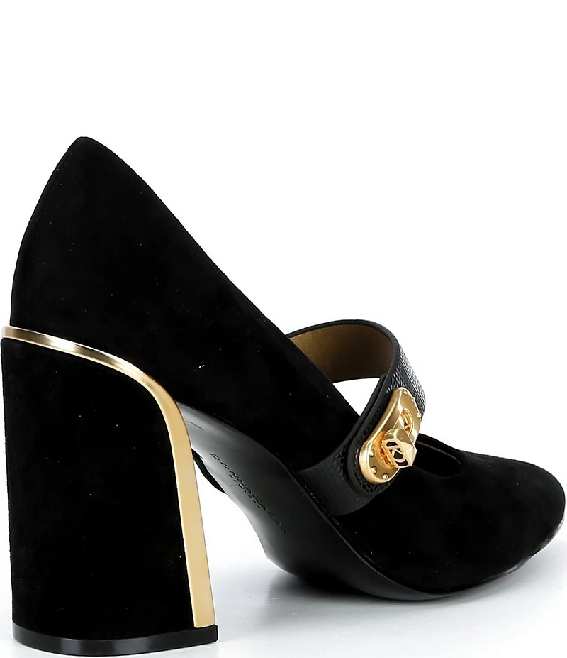 Donna Karan Rosey Suede Mary Jane Turn Lock Pumps