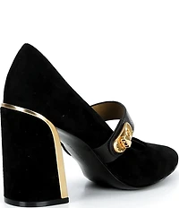 Donna Karan Rosey Suede Mary Jane Turn Lock Pumps