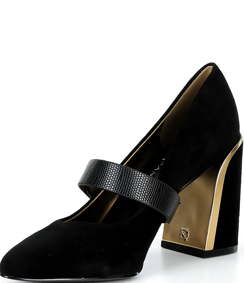 Donna Karan Rosey Suede Mary Jane Turn Lock Pumps