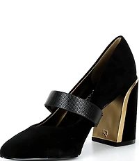 Donna Karan Rosey Suede Mary Jane Turn Lock Pumps
