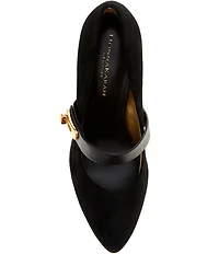 Donna Karan Rosey Suede Mary Jane Turn Lock Pumps