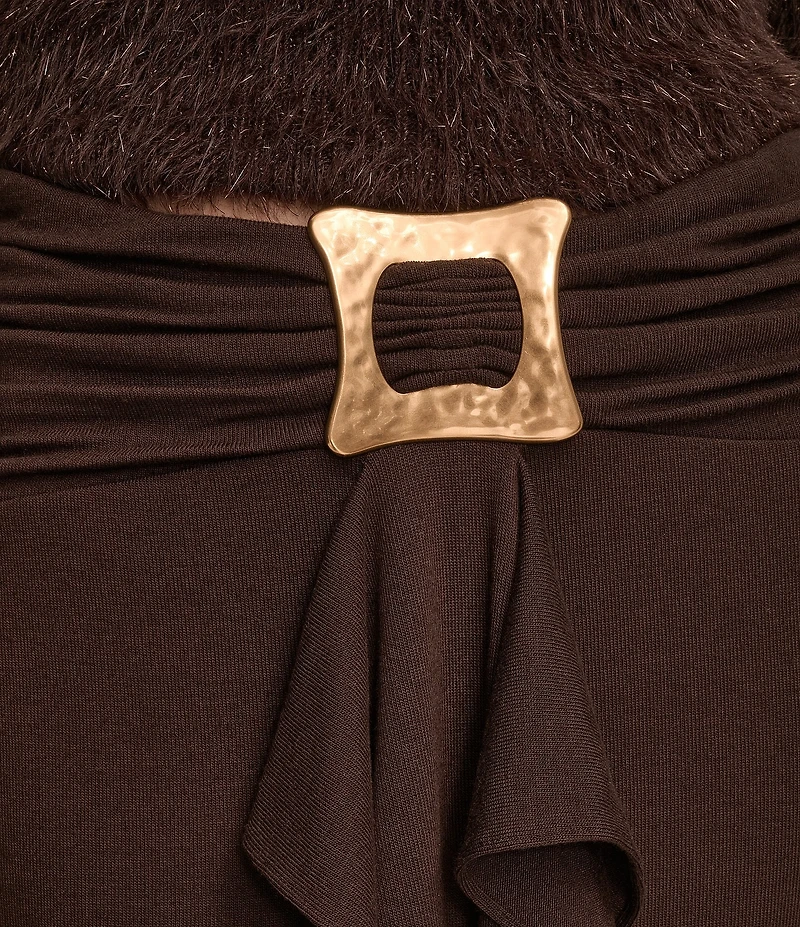Donna Karan Ruffled Buckle-Embellished Pencil Skirt
