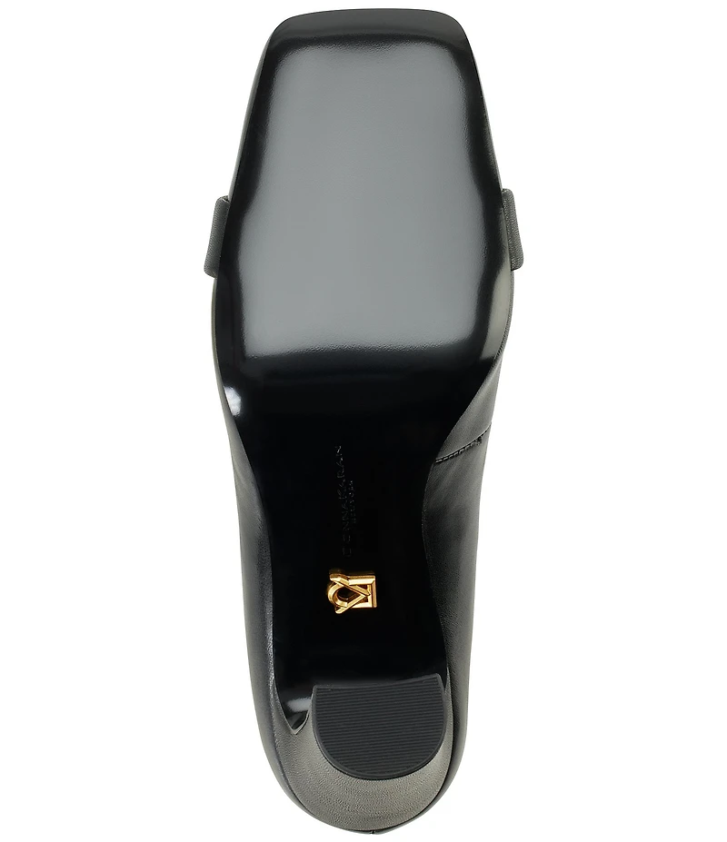 Donna Karan Sabina Leather Twist Bar Hardware Square Toe Pumps