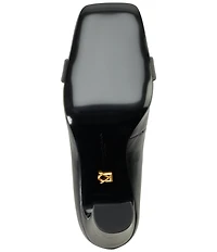 Donna Karan Sabina Leather Twist Bar Hardware Square Toe Pumps