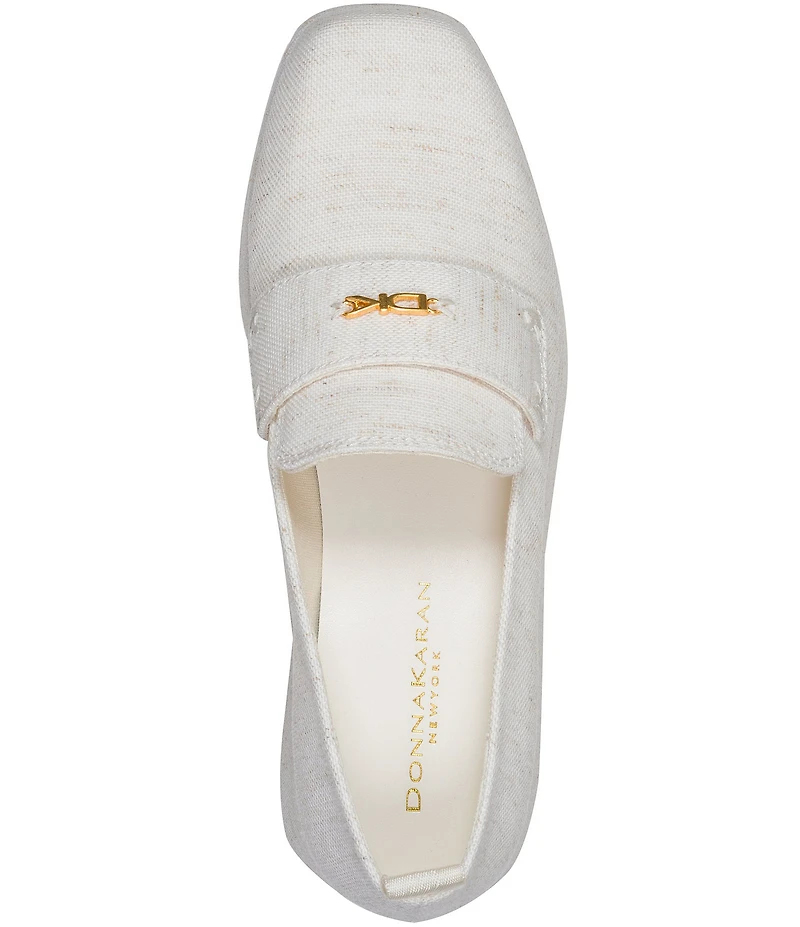 Donna Karan Sable Linen Canvas Platform Wedge Loafers