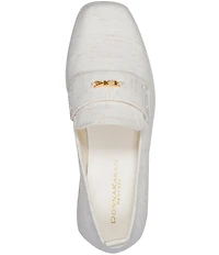 Donna Karan Sable Linen Canvas Platform Wedge Loafers