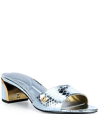 Donna Karan Sangria Snake Print Foil Slide Dress Sandals