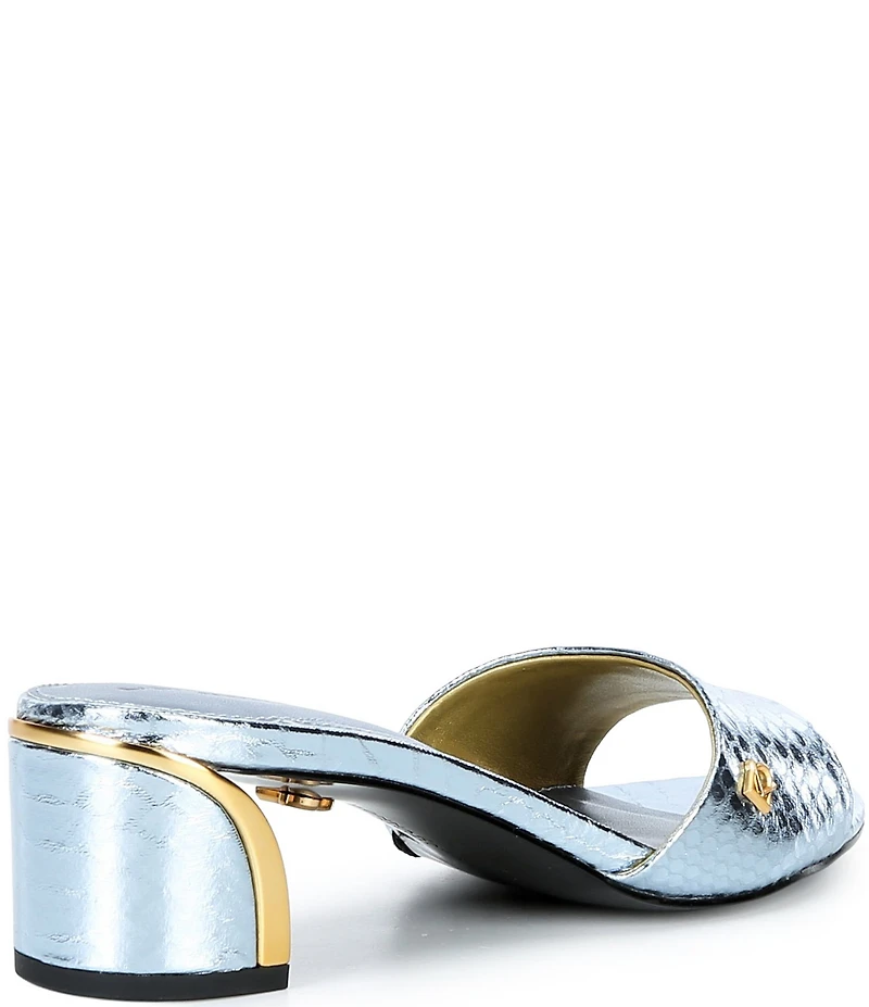 Donna Karan Sangria Snake Print Foil Slide Dress Sandals