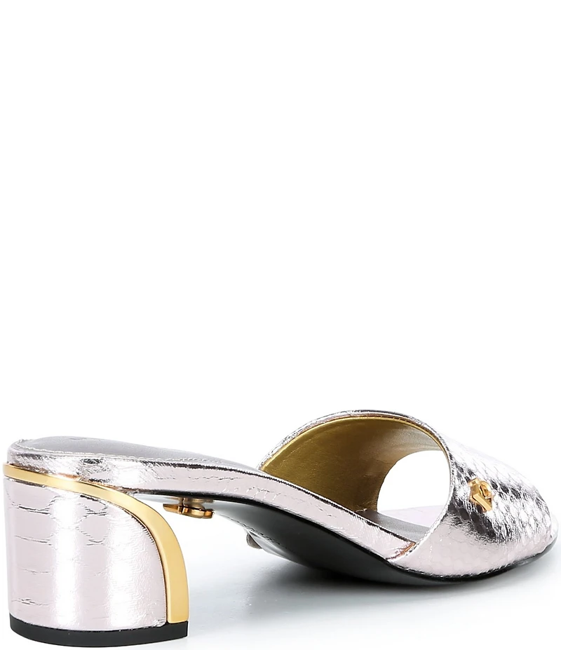 Donna Karan Sangria Snake Print Foil Slide Dress Sandals