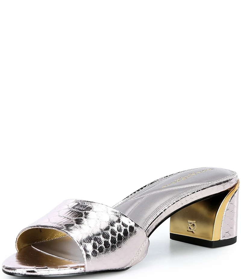Donna Karan Sangria Snake Print Foil Slide Dress Sandals