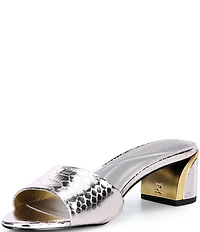 Donna Karan Sangria Snake Print Foil Slide Dress Sandals