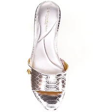 Donna Karan Sangria Snake Print Foil Slide Dress Sandals