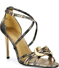 Donna Karan Sarah Metallic Strappy Stiletto Dress Sandals
