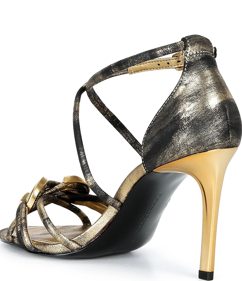 Donna Karan Sarah Metallic Strappy Stiletto Dress Sandals