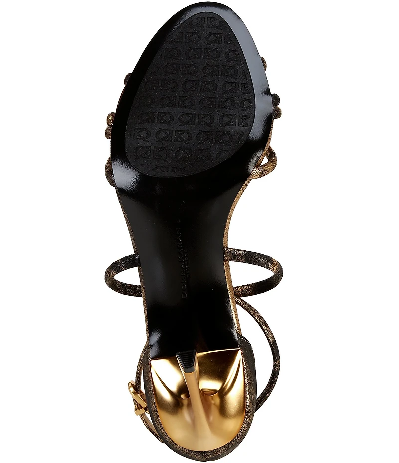 Donna Karan Sarah Metallic Strappy Stiletto Dress Sandals