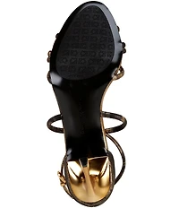 Donna Karan Sarah Metallic Strappy Stiletto Dress Sandals