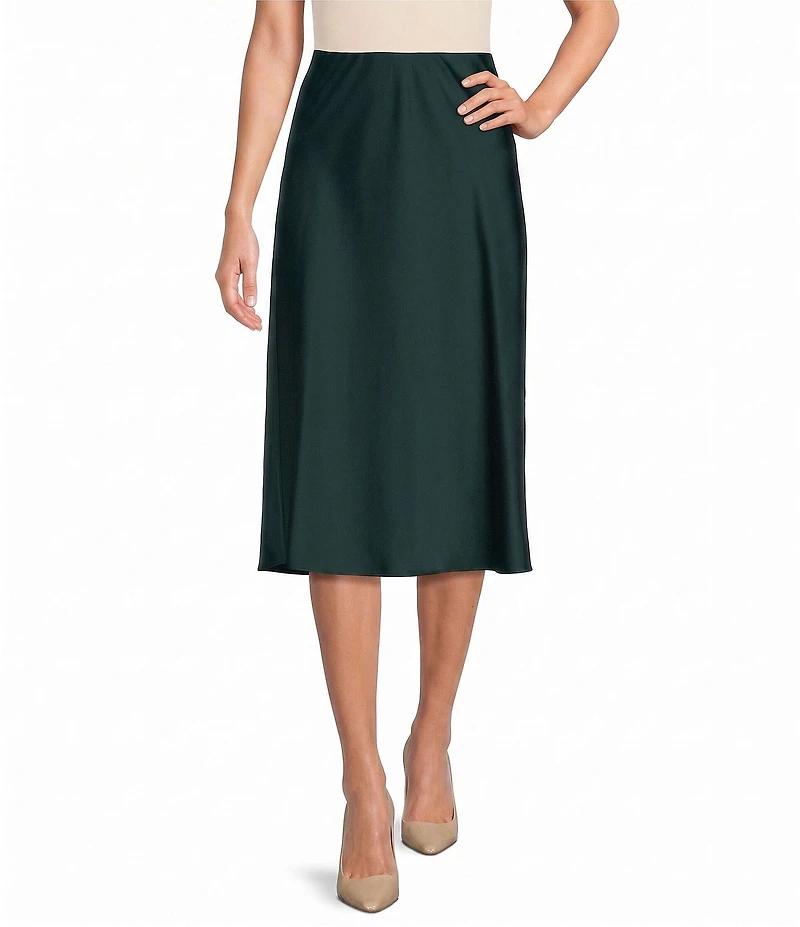 Donna Karan Satin Charmeuse A-Line Midi Skirt