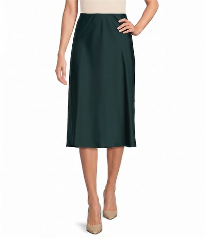 Donna Karan Satin Charmeuse A-Line Midi Skirt